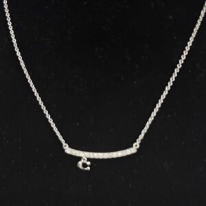 Coach Signature Silver Gem Bar Necklace with "C" Charm